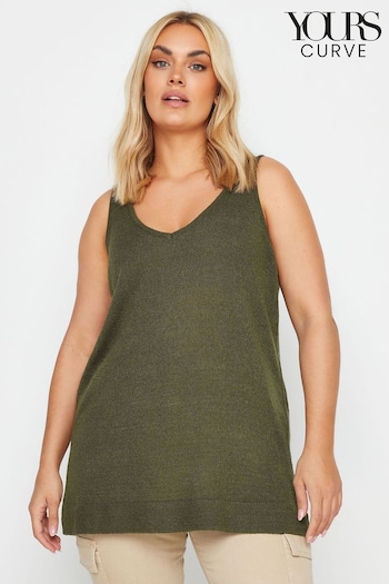 Yours Curve Green Knitted Vest Top (N29177) | £19