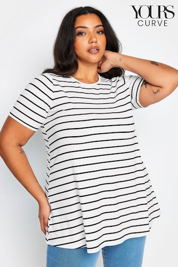 Yours Curve White Ribbed Cut Out T-Shirt (N29188) | £22