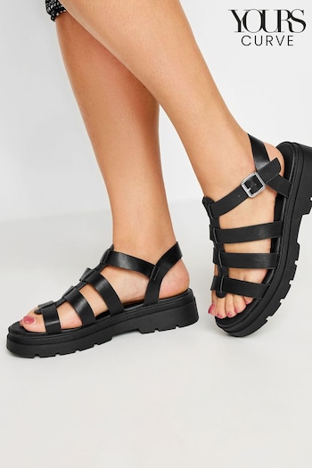 Yours Curve Black Wide Fit Chunky Gladiator Sandals (N29192) | £37