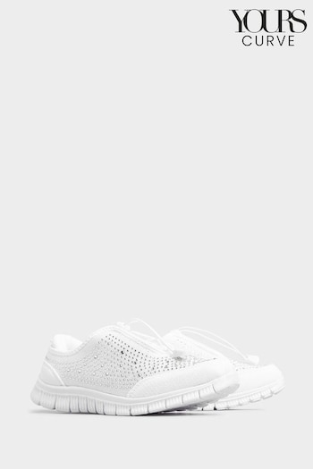 Yours Curve White Wide Fit Titania Gem Trainers (N29201) | £31