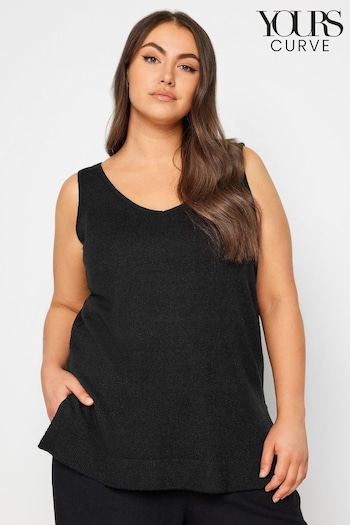 Yours Curve Black Knitted Vest Top (N29206) | £19
