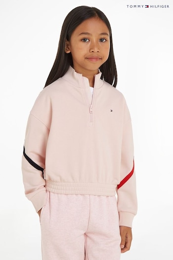 Tommy Heritage Hilfiger Pink Global Stripe Half Zip Sweater (N29381) | £55