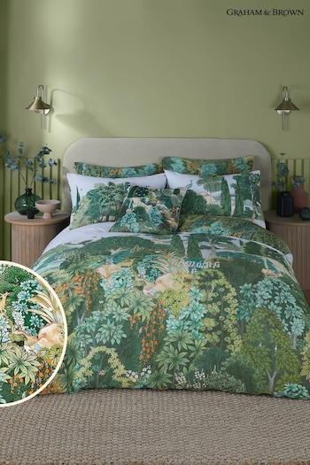 Graham & Brown Green New Eden Duvet Cover and Pillowcase Set (N29425) | £90 - £110
