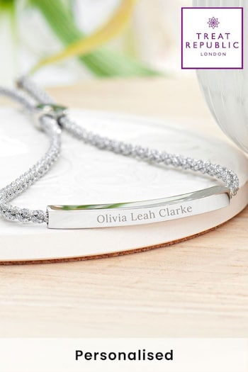 Personalised Identity Rope Bracelet  Silver by Treat Republic (N29487) | £29