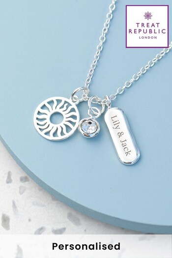 Personalised Eternal Sun Charms Necklace by Treat Republic (N29493) | £30
