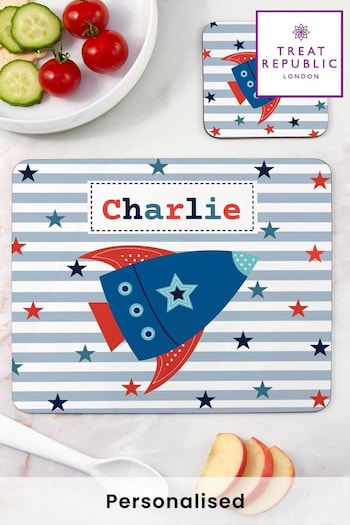 Personalised Childs Space Rocket Placemat Set by Treat Republic (N29520) | £20