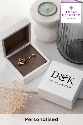 Personalised Contemporary Wedding Double Ring Box by Treat Republic (N29549) | £21