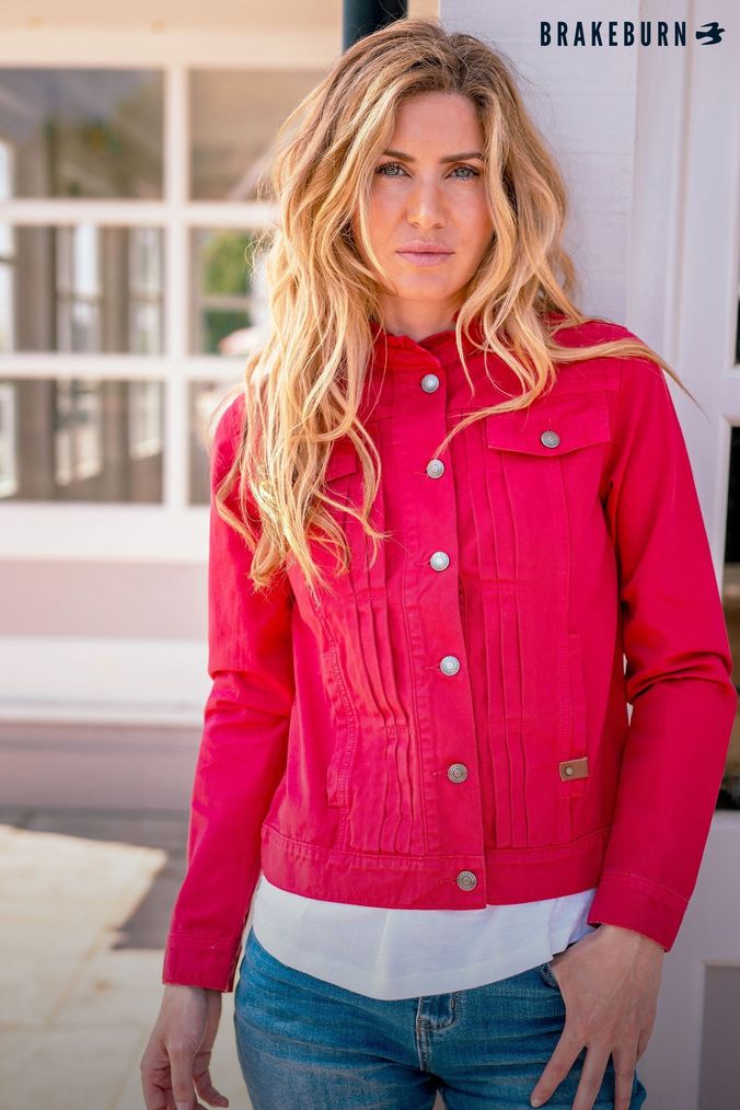 Denim jacket red colour sale