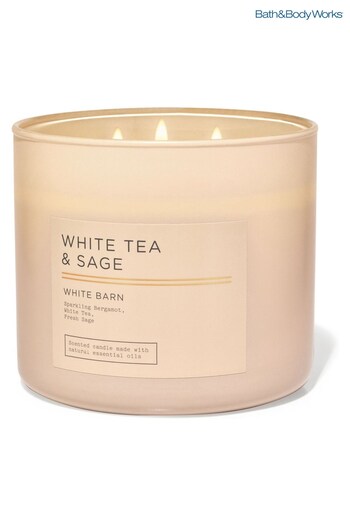 Bath & Body Works White Tea and Sage 3-Wick Candle 14.5 oz / 411 g (N29703) | £29.50
