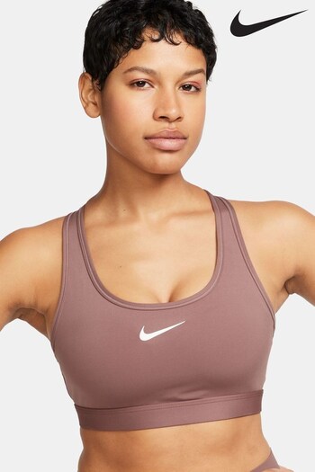 Nike girls Brown Medium Dri-FIT Swoosh Support Padded Bra (N29857) | £40