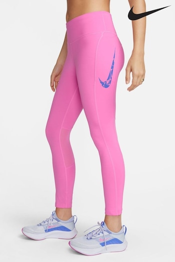 Nike Pink Swoosh Fast Mid-Rise 7/8 Running Leggings (N29926) | £50