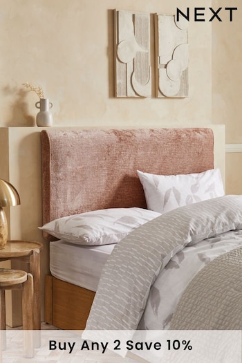 Plush Chenille Rose Pink Contemporary Upholstered Headboard (N29963) | £125 - £199