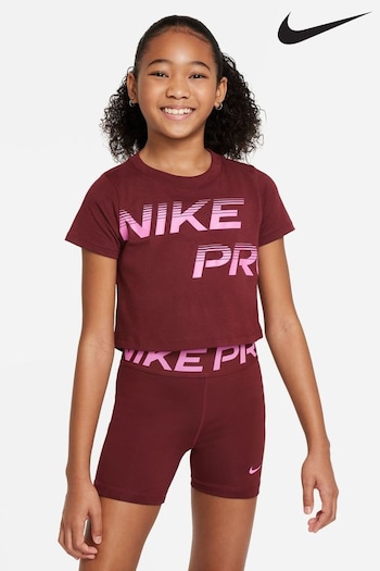 Nike Burgundy Pro Cropped T-Shirt (N30006) | £25