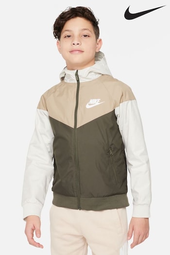 Nike Khaki/Neutral Hybridge Sportswear Windrunner Hooded Jacket (N30016) | £75