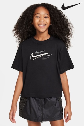 Nike Black Sportswear Swoosh Boxy T-Shirt (N30049) | £23