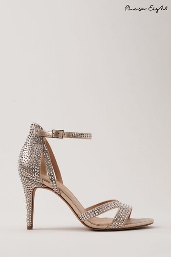 Phase Eight Gold Sparkly Open Toe Heels (N30081) | £129