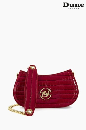 Dune London Red Dacre Small Branded Curved Bag (N30094) | £75