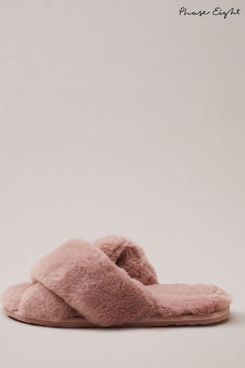 Phase Eight Pink Faux Fur Sliders Slippers (N30124) | £39
