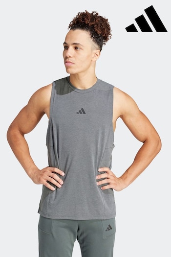 adidas media Grey Designed For Training Workout Tank Top (N30127) | £28