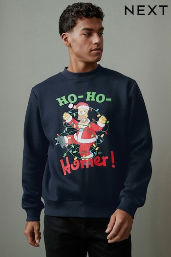 Navy Blue Simpsons Homer Christmas Sweatshirt (N30174) | £36
