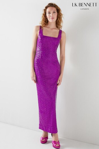 LK Bennett Purple Winter Sequin Maxi Dress (N30261) | £499