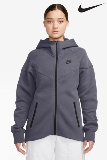 Nike camionneur Dark Grey Sportswear Tech Fleece Windrunner Full-Zip Hoodie (N30317) | £120