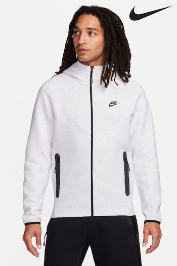 Nike Light Grey Tech Fleece Full Zip Hoodie (N30333) | £110