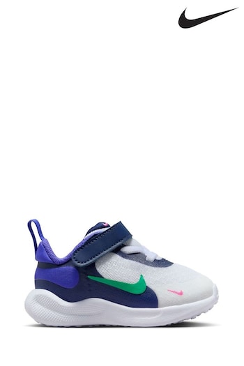 Nike White/Green/Purple Infant Revolution 7 Trainers (N30338) | £35