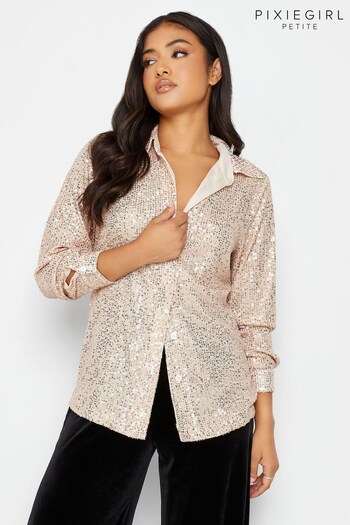 PixieGirl Petite Gold Sequin Shirt (N30402) | £45