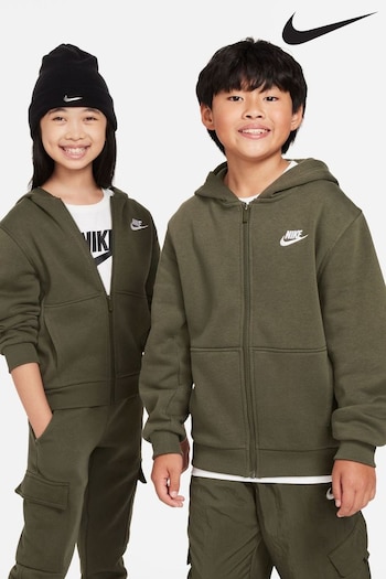 Nike Dark Khaki Club Fleece Zip Through Hoodie (N30410) | £45