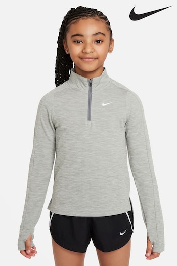 Nike Grey Dri-FIT Half Zip Long Sleeve Running Sweat Top (N30420) | £40