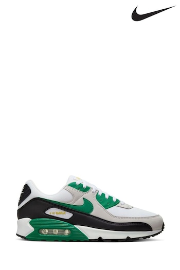 Nike White/Green Air Max 90 Trainers (N30427) | £145