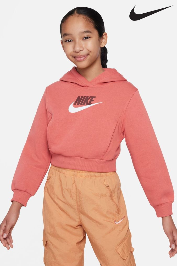 Red nike on sale cropped hoodie