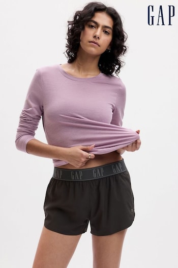 Gap Purple Fitted Ruched Long Sleeve Crew Neck Top (N30500) | £30