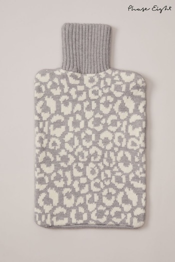 Phase Eight Grey Knitted Leopard Hot Water Bottle (N30508) | £35