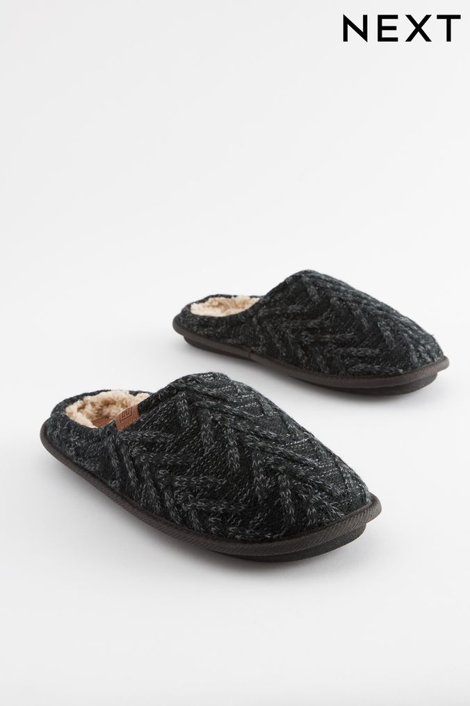 Next hot sale black slippers