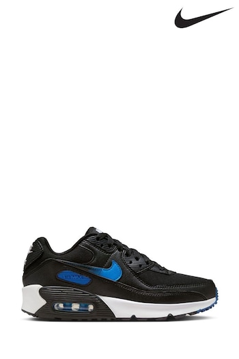 Nike inches Black/Blue Air Max 90 Youth Trainers (N30830) | £105