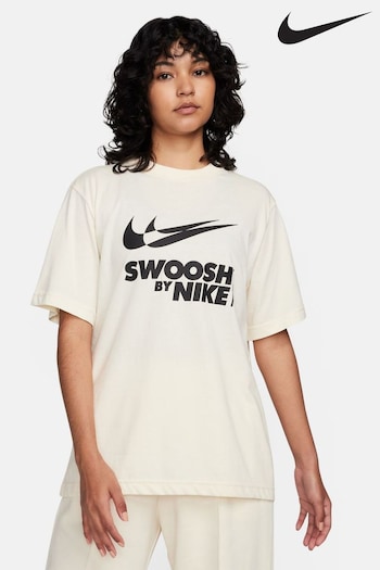 Nike Cream Oversized Swoosh Logo T-Shirt (N30860) | £38