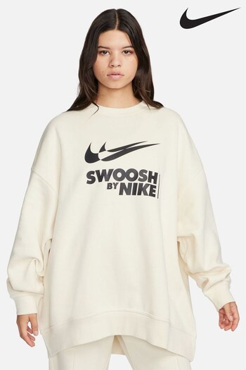 Nike Cream Oversized Swoosh Logo Sweatshirt (N30865) | £60