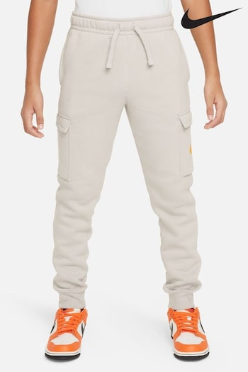 Nike back Grey Swoosh Fleece Cargo Joggers (N30873) | £55