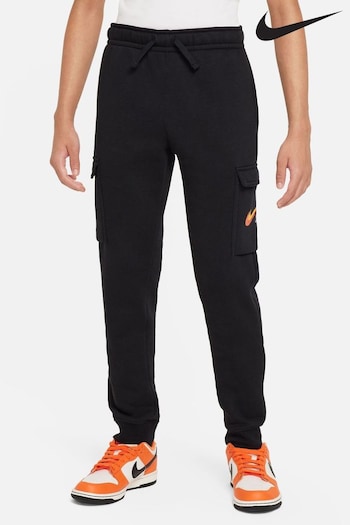 Nike all Black Swoosh Fleece Cargo Joggers (N30874) | £55
