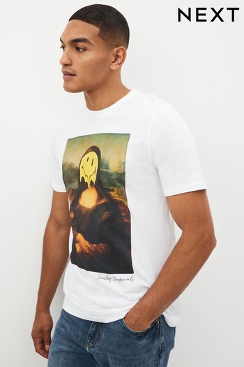Mona Lisa White Smiley Licence T-Shirt (N30967) | £20