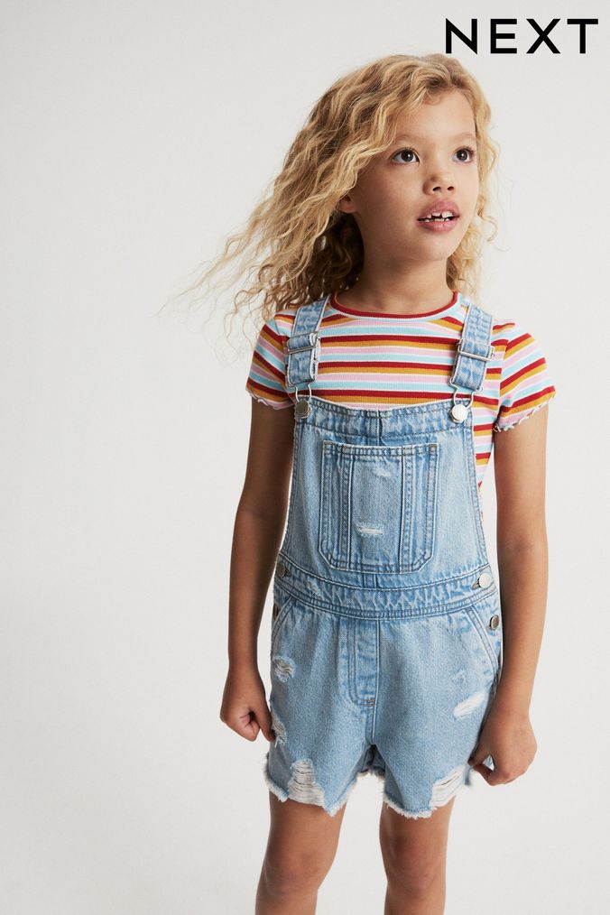 Girls dungaree shorts discount