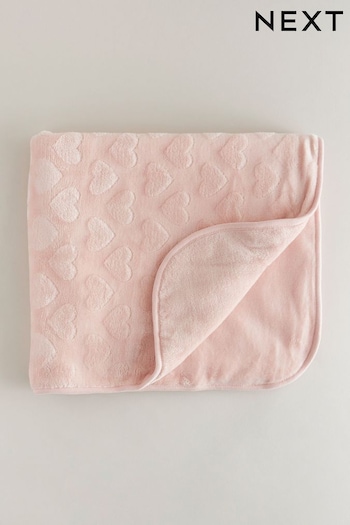 Pink Heart Fleece Baby Teddy Borg Fleece Blanket (N31025) | £13