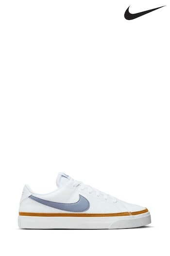 Nike White/Blue Court Legacy Trainers (N31075) | £70