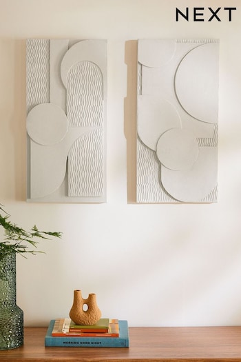 Set of 2 Natural Textured Abstract Wall Art (N31115) | £65
