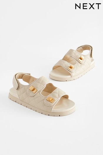 Neutral Cream Two Strap Quilted Sandals (N31124) | £26 - £33