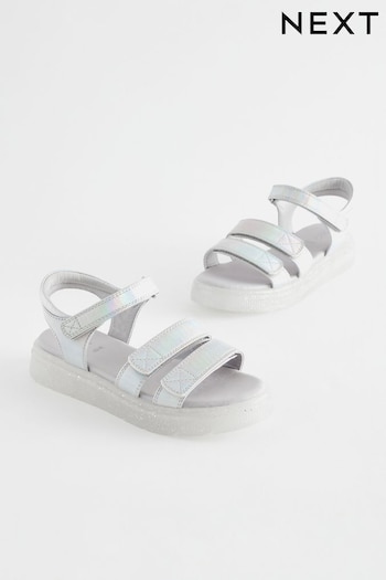 Silver Metallic Chunky Wedge Sandals (N31131) | £22 - £29