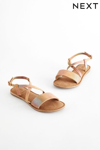Pastel Rainbow Shimmer Leather Sandals (N31133) | £15 - £22