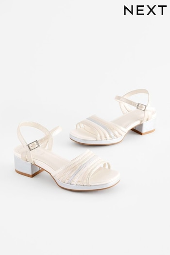 White SIlver Metallic Platform Heel Occasion Sandals (N31137) | £24 - £31